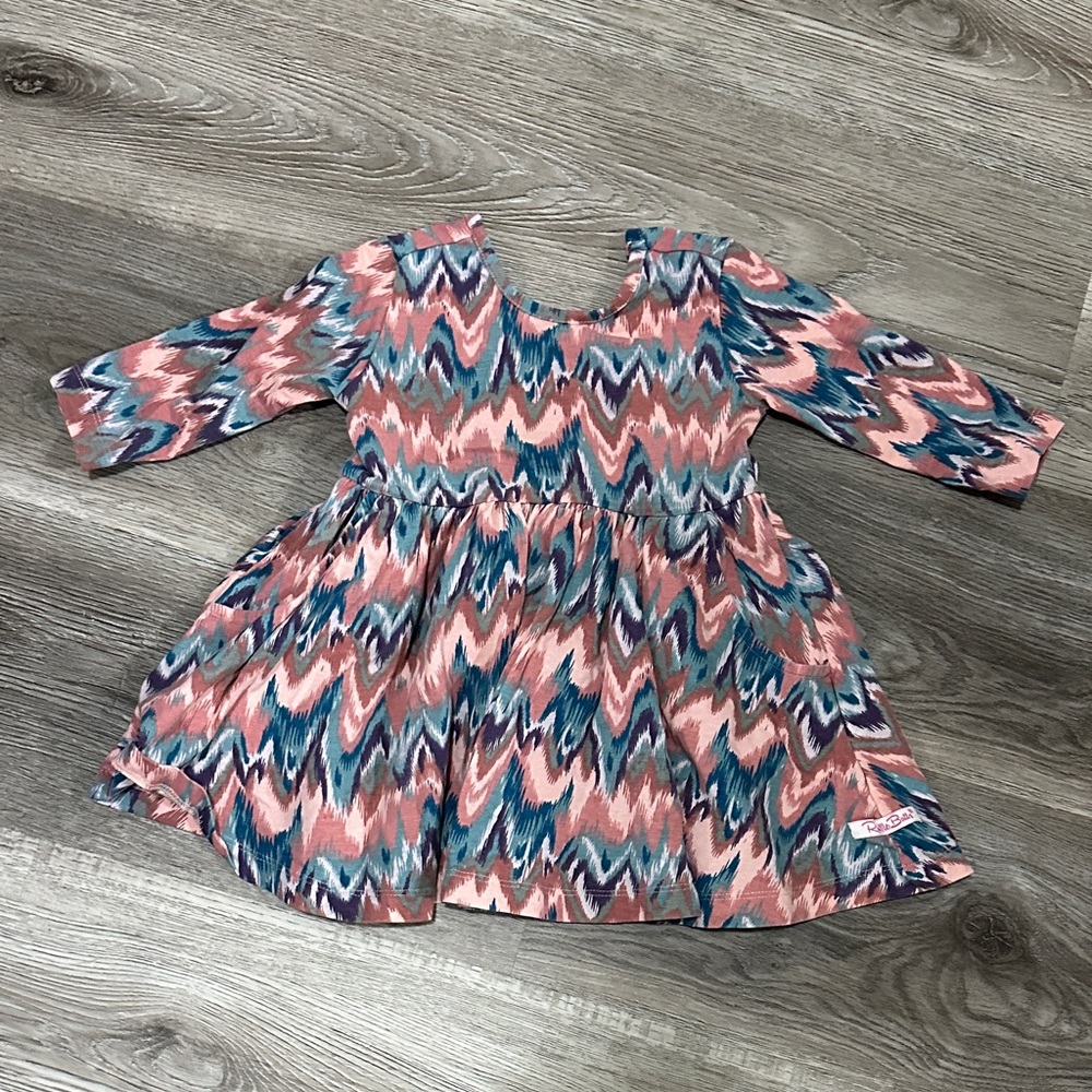 Ruffle Butts Pink and Blue Zigzag Dress‎